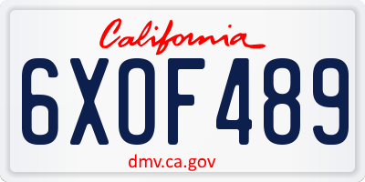 CA license plate 6XOF489