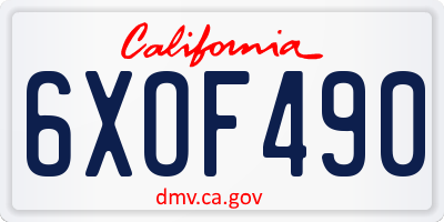 CA license plate 6XOF490