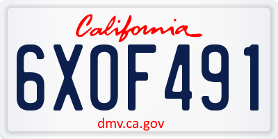 CA license plate 6XOF491