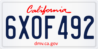 CA license plate 6XOF492