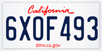 CA license plate 6XOF493