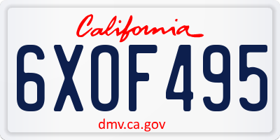 CA license plate 6XOF495