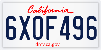 CA license plate 6XOF496