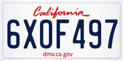 CA license plate 6XOF497