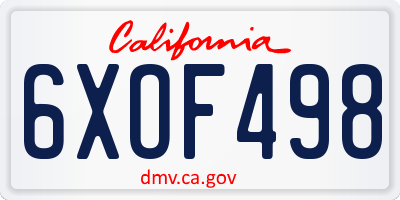 CA license plate 6XOF498