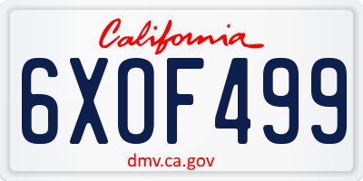 CA license plate 6XOF499