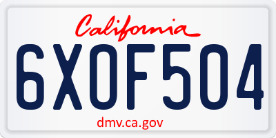 CA license plate 6XOF504