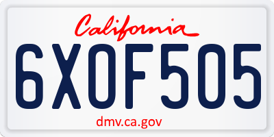CA license plate 6XOF505