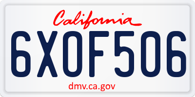 CA license plate 6XOF506