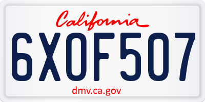 CA license plate 6XOF507