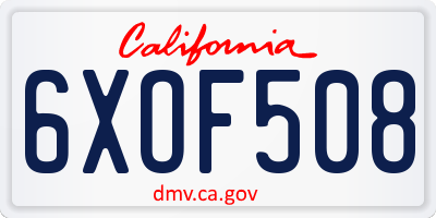 CA license plate 6XOF508