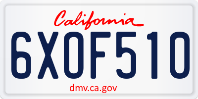 CA license plate 6XOF510