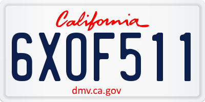 CA license plate 6XOF511