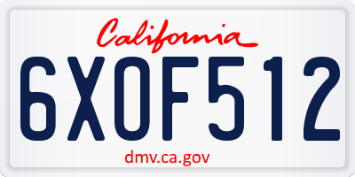 CA license plate 6XOF512