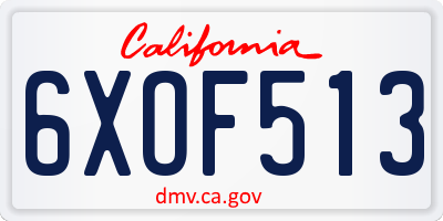 CA license plate 6XOF513