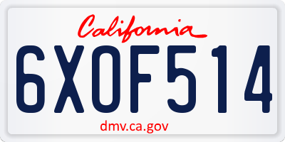 CA license plate 6XOF514