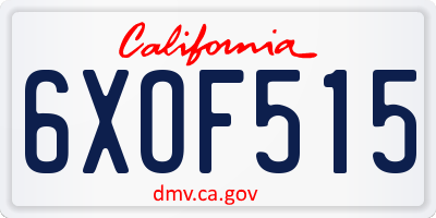 CA license plate 6XOF515