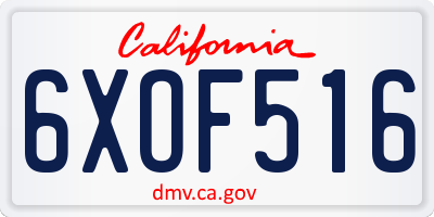 CA license plate 6XOF516