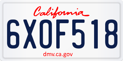 CA license plate 6XOF518