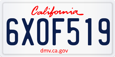 CA license plate 6XOF519