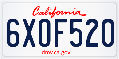 CA license plate 6XOF520