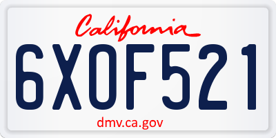 CA license plate 6XOF521