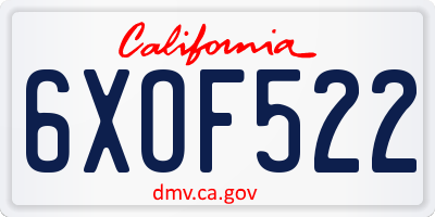 CA license plate 6XOF522