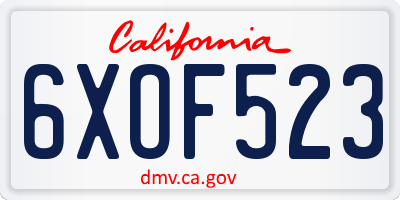 CA license plate 6XOF523