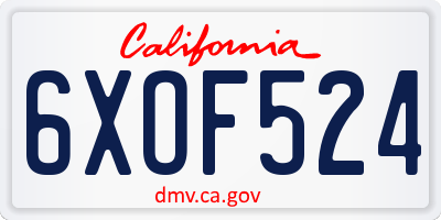 CA license plate 6XOF524