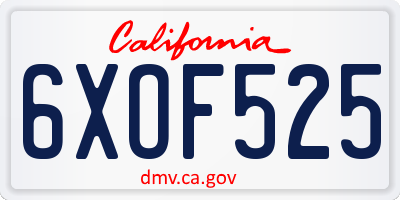 CA license plate 6XOF525