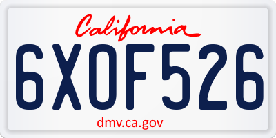 CA license plate 6XOF526