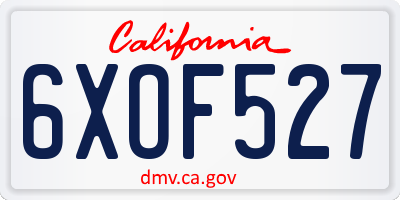 CA license plate 6XOF527