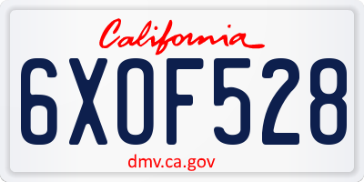 CA license plate 6XOF528