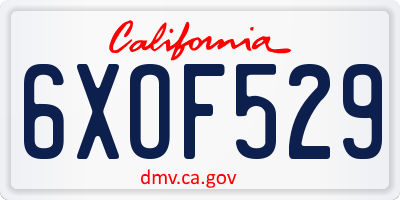 CA license plate 6XOF529