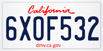 CA license plate 6XOF532