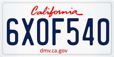 CA license plate 6XOF540