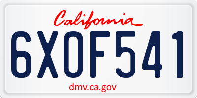 CA license plate 6XOF541