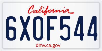 CA license plate 6XOF544