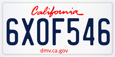 CA license plate 6XOF546