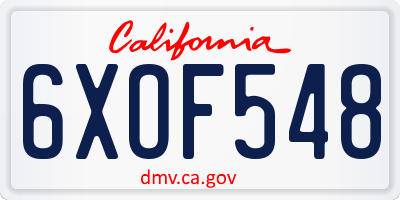 CA license plate 6XOF548