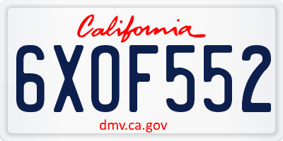 CA license plate 6XOF552
