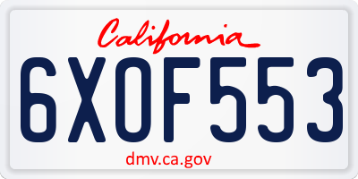 CA license plate 6XOF553
