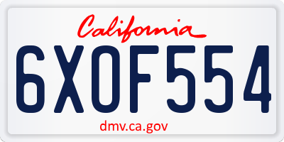 CA license plate 6XOF554