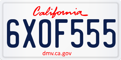 CA license plate 6XOF555