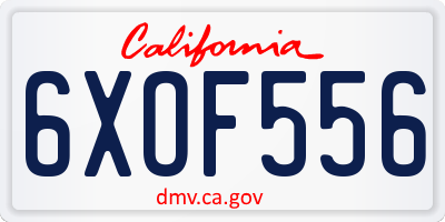 CA license plate 6XOF556