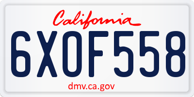 CA license plate 6XOF558