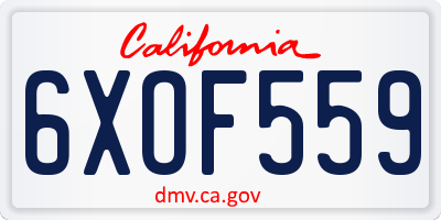 CA license plate 6XOF559