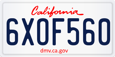CA license plate 6XOF560