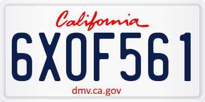 CA license plate 6XOF561