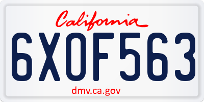 CA license plate 6XOF563
